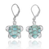 Turtle with Larimar Lever Back Earrings