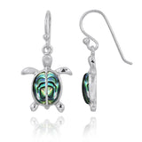Turtle French Wire Earrings with 2 Abalone shell Stones