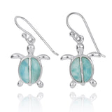 Turtle French Wire Earrings Larimar Stones