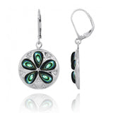 Sand Dollar Lever Back Earrings with Abalone shell and White CZ