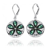 Sand Dollar Lever Back Earrings with Abalone shell and White CZ