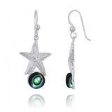 Starfish French Wire Earrings with Round Abalone shell