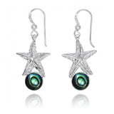 Starfish French Wire Earrings with Round Abalone shell