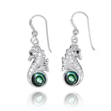 Seahorse Drop Earrings with Abalone shell and CZ