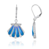 Shell with Blue Opal Lever Back Earrings
