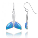 Whale Tale with Blue Opal French Wire Earrings