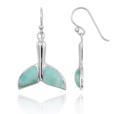 Whale Tail with Larimar French Wire Earrings