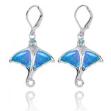 Stingray with Blue Opal and Swiss Blue Topaz Lever Back Earrings