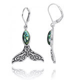 Whale Tale with Abalone shell Lever Back Earrings