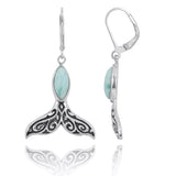 Whale Tail with Larimar Lever Back Earrings