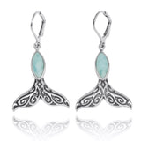 Whale Tail with Larimar Lever Back Earrings