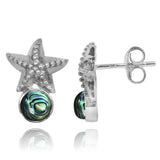Starfish Stud Earrings with Round Abalone shell