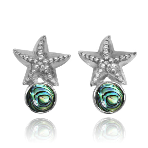 Starfish Stud Earrings with Round Abalone shell