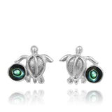 Turtle Stud Earrings with Round Abalone shell