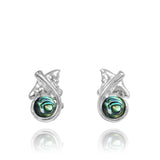 Manta Ray Stud Earrings with Round Abalone shell