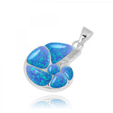 Seashell Pendant with Blue Opal and White CZ