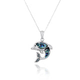 Dolphin Pendant with Abalone shell and White CZ