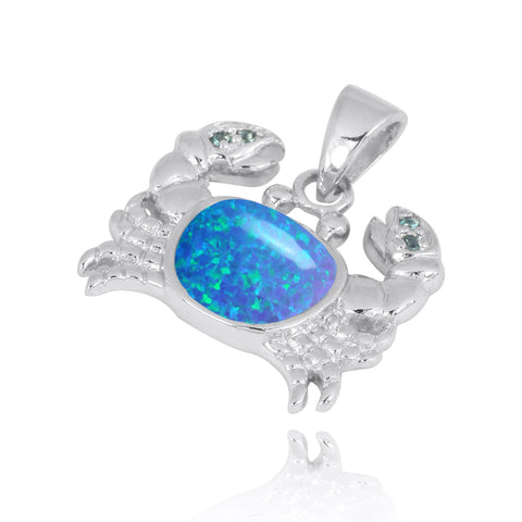 Crab Pendant with Blue Opal and London Blue Topaz