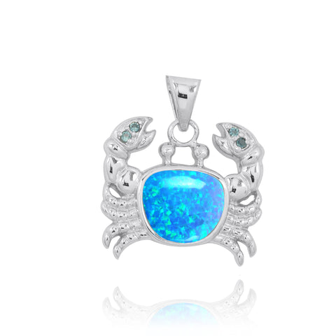 Crab Pendant with Blue Opal and London Blue Topaz
