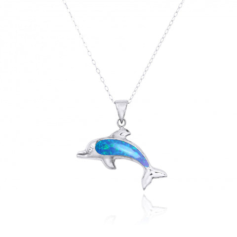 Dolphin with Blue Opal Pendant