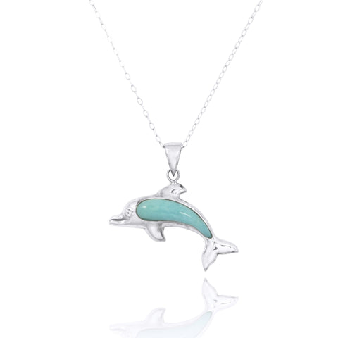 Dolphin with Larimar Pendant Necklace