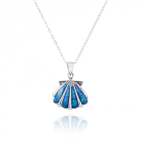 Seashell with Blue Opal Pendant