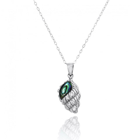 Conch Shell with Abalone shell and White CZ Pendant