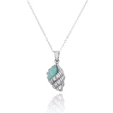 Conch Shell with Larimar and White CZ Pendant Necklace