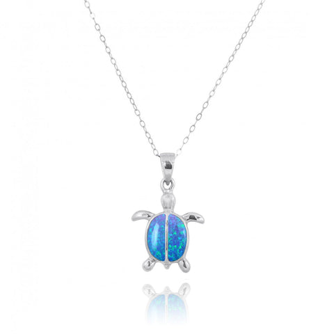 Turtle with 2 Blue Opal Stones Pendant