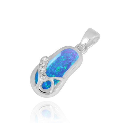 Sandals with Blue Opal and Crystal Pendant