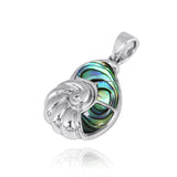 Seashell with Abalone shell and White CZ Pendant
