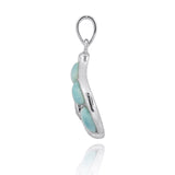 Seashell with Larimar and White CZ Pendant Necklace