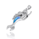 Mermaid Pendant with Blue Opal