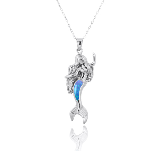 Mermaid Pendant with Blue Opal
