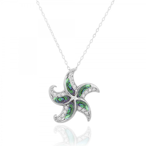 Starfish with Abalone shell and CZ Pendant