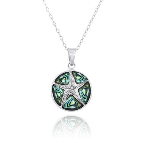 Starfish with Crystal and Abalone shell Pendant