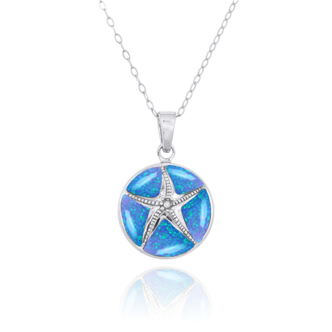 Starfish with Crystal and Blue Opal Pendant