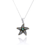 Starfish Pendant with Marcasite and Round Abalone shell