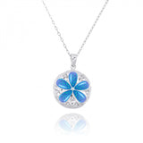 Sand Dollar with Blue Opal and CZ Pendant