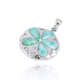 Sand Dollar with Larimar and CZ Pendant Necklace
