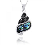 Sea Shell Pendant with Abalone shell and Black Spinel