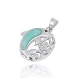 Dolphin Pendant Necklace with Larimar