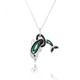 Dolphin Pendant with Abalone shell and Black Spinel