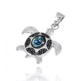 Turtle Pendant with Abalone shell and Black Spinel