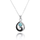 Pendant with Black Spinel Wave and Round Larimar