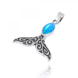Whale Tail Penant with Marquise Blue Opal