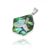 Abalone shell Pendant with Whale Tail and White CZ
