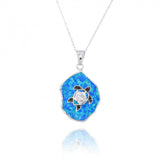 Blue Opal Pendant with Turtle and Black Spinel