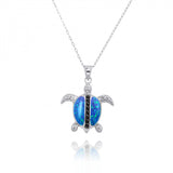 Turtle Pendant with Blue Opal and Black Spinel