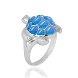 Turtle Ring with Blue Opal